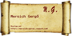 Mersich Gergő névjegykártya
